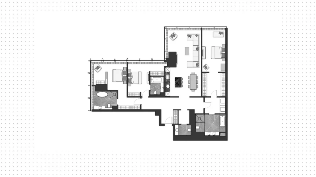 位于涅瓦塔 44 层的 84 平方米一居室公寓，照片 2
