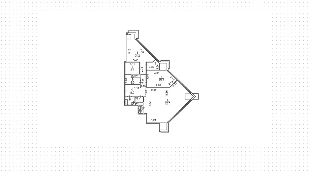 Apartment 150 m2 on the 44th floor with 2 bedrooms in the Mercury tower, photo 2