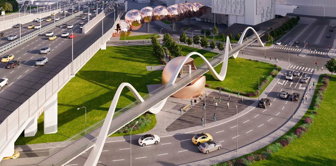 Construction of a pedestrian crossing in the Moscow-City area