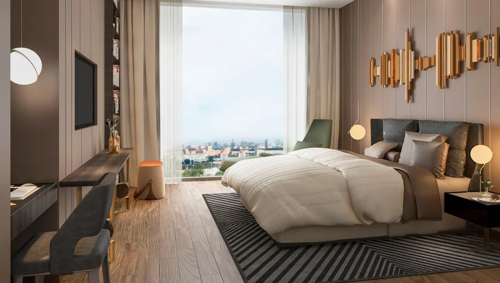 Apartment 88 m2 on the 38th floor with 2 bedrooms in the Neva Towers, photo 1