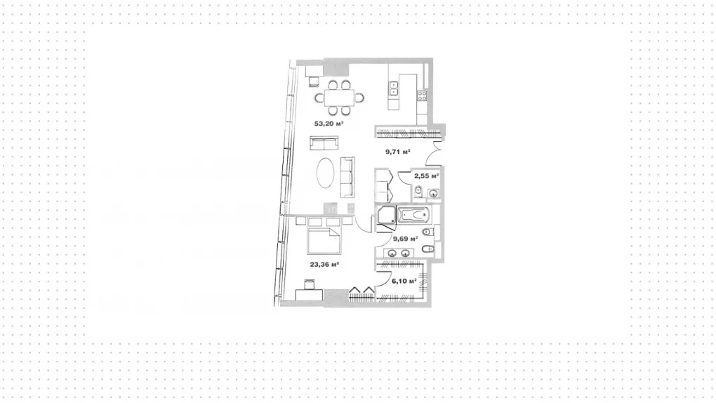 Apartment 107 m2 on the 53rd floor with 1 bedroom in the tower City of Capitals, photo 2