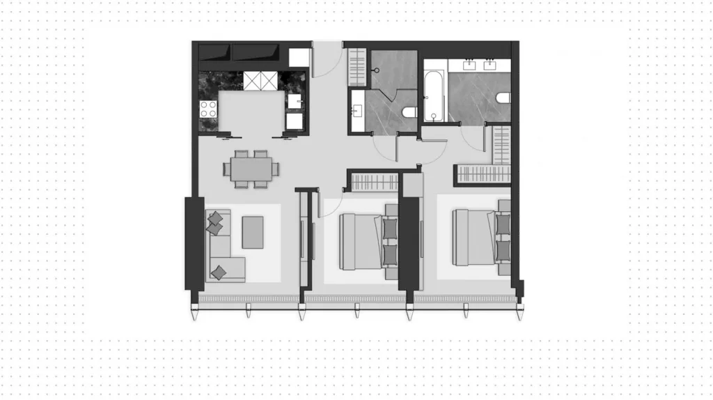 Apartment 88 m2 on the 38th floor with 2 bedrooms in the Neva Towers, photo 2