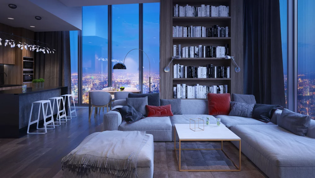 Apartment 88 m2 on the 14th floor with 1 bedroom in the OKO Towers, photo 1