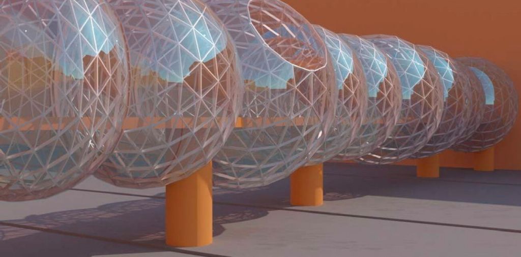 An unusual pedestrian bridge in Moscow City Необычный мост для пешеходов в Москва-Сити